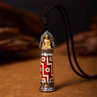 KarmaRipple's Tibetan Medicine Buddha Nine-Eye Dzi Bead Protection Pendant Necklace