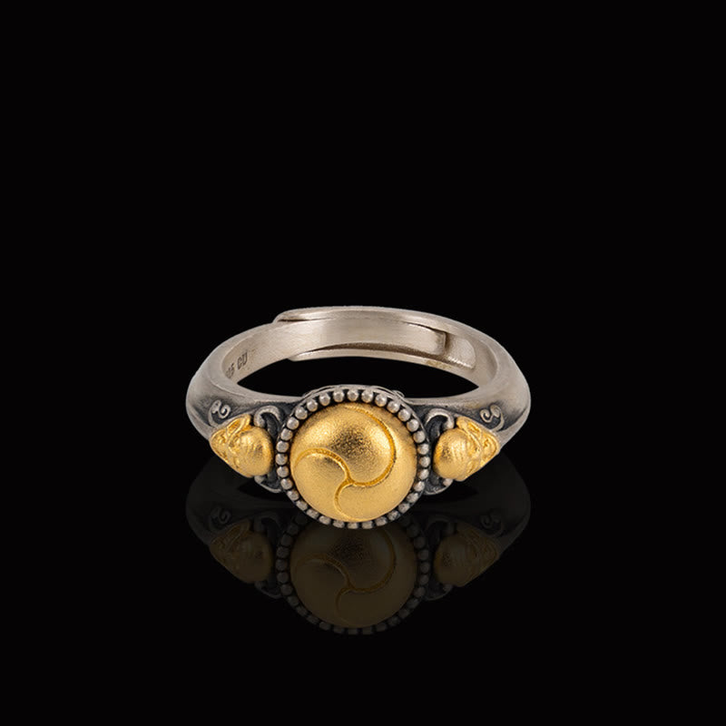 KarmaRipple's 925 Sterling Silver Plated Gold Skeleton Balance Adjustable Ring p8