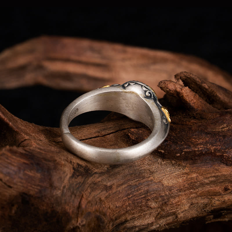 KarmaRipple's 925 Sterling Silver Plated Gold Skeleton Balance Adjustable Ring p3