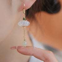 KarmaRipple's Hetian Jade Lotus Prosperity Earrings