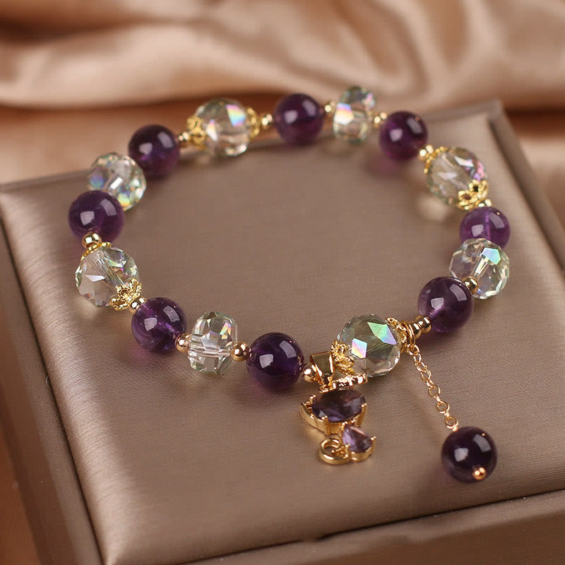 KarmaRipple's Amethyst Ivory Gemstone Fox Meditation Bracelet p4