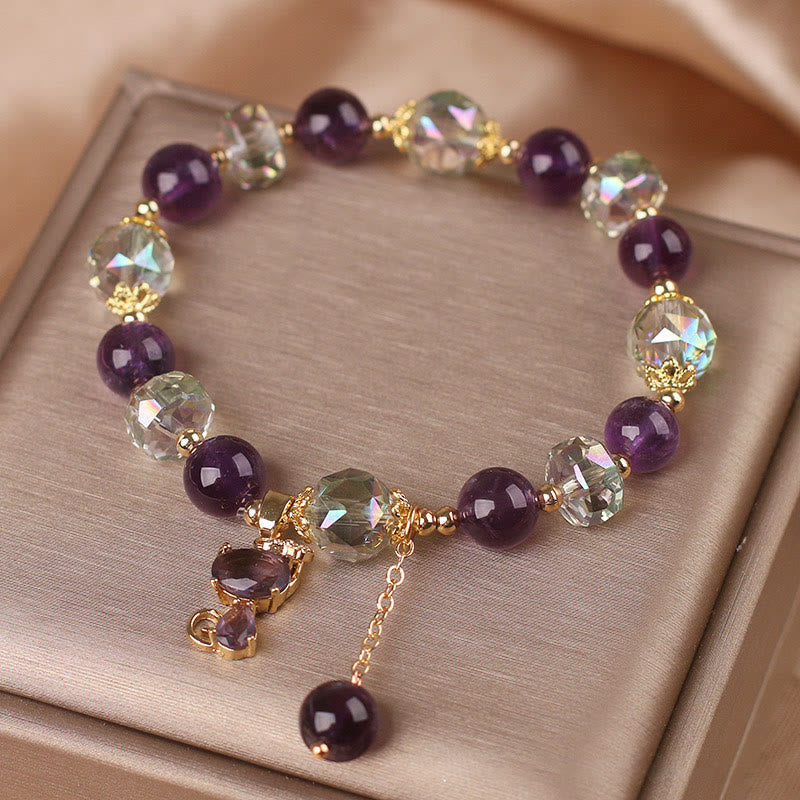 KarmaRipple's Amethyst Ivory Gemstone Fox Meditation Bracelet p9