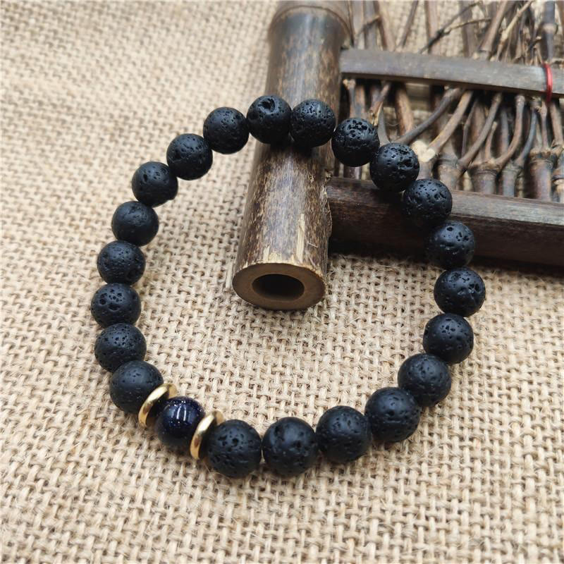 KarmaRipple's Lava Rock Goldstone Blue Sandstone Balancing Bracelet p1