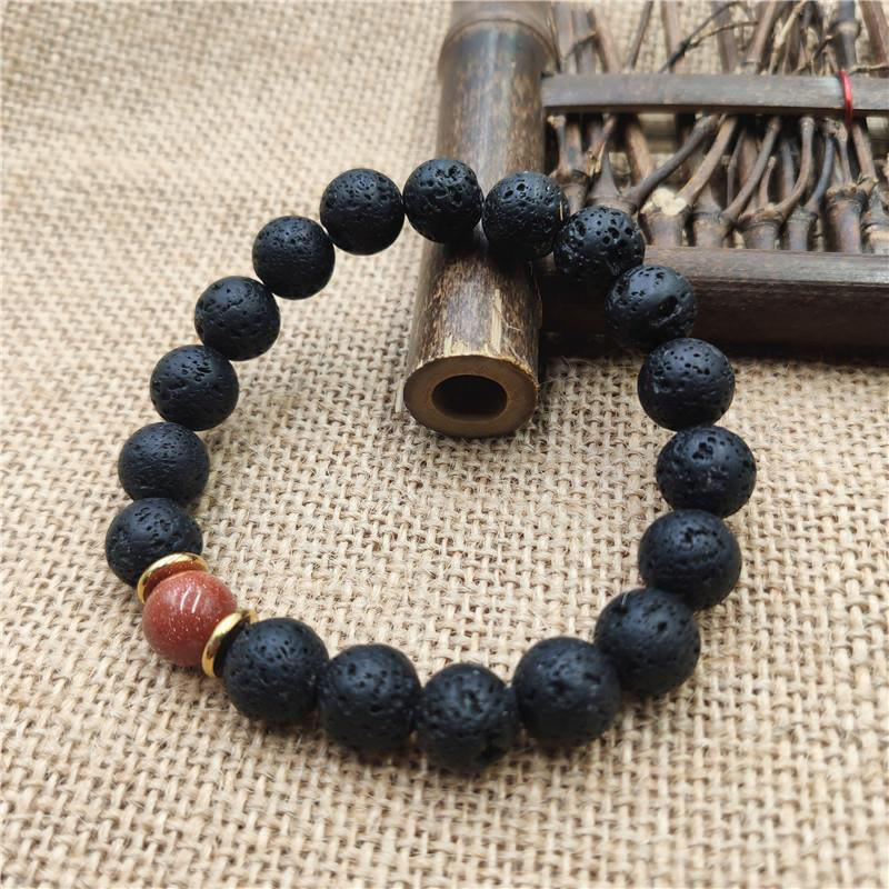 KarmaRipple's Lava Rock Goldstone Blue Sandstone Balancing Bracelet p21
