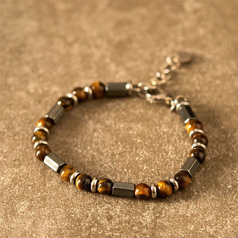 KarmaRipple's Tiger Eye Hematite Strength Buckle Chain Bracelet p3
