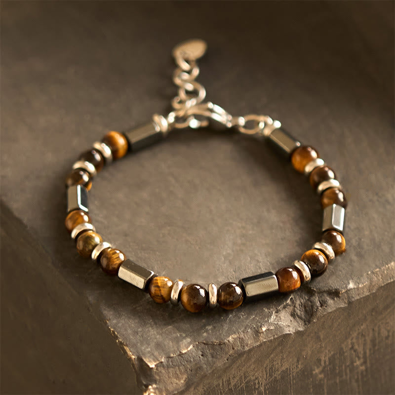 KarmaRipple's Tiger Eye Hematite Strength Buckle Chain Bracelet p1