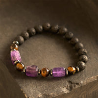 KarmaRipple's Various Crystals Lava Rock Calm Bracelet