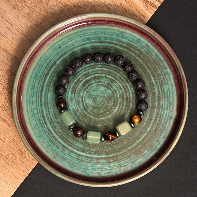 KarmaRipple's Various Crystals Lava Rock Calm Bracelet p28