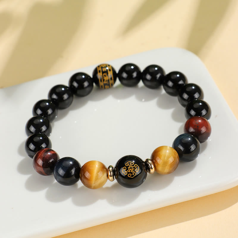 KarmaRipple's Black Onyx Tiger Eye Om Mani Padme Hum Chinese Zodiac Natal Buddha Support Bracelet p10