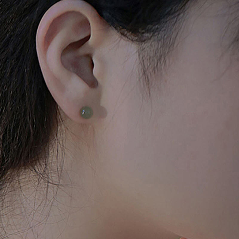 KarmaRipple's Round Jade Beaded Fortune Stud Earrings p17