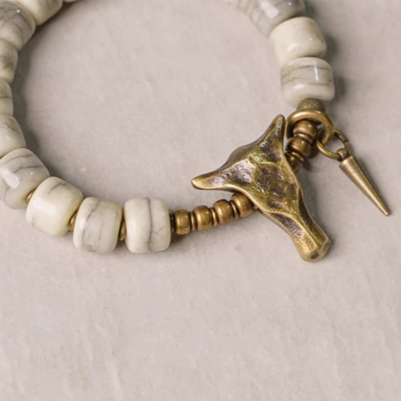 KarmaRipple's Ivory Yak Bone Bronze Yak Head Cone Necklace Balance Bracelet p11