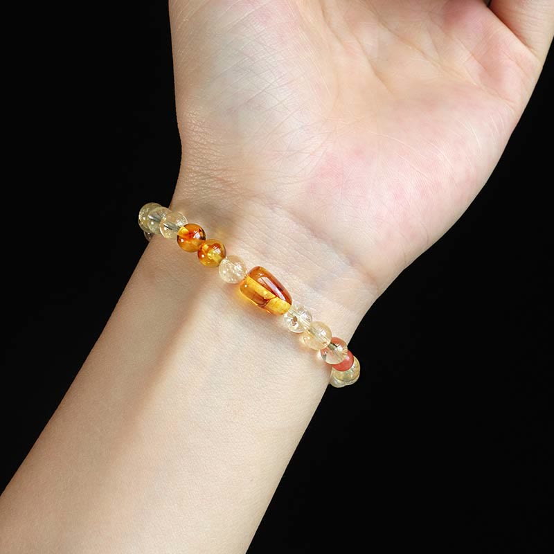 KarmaRipple's Authentic Citrine Pearl Topaz Ivory Gemstone Protection Bracelet p4