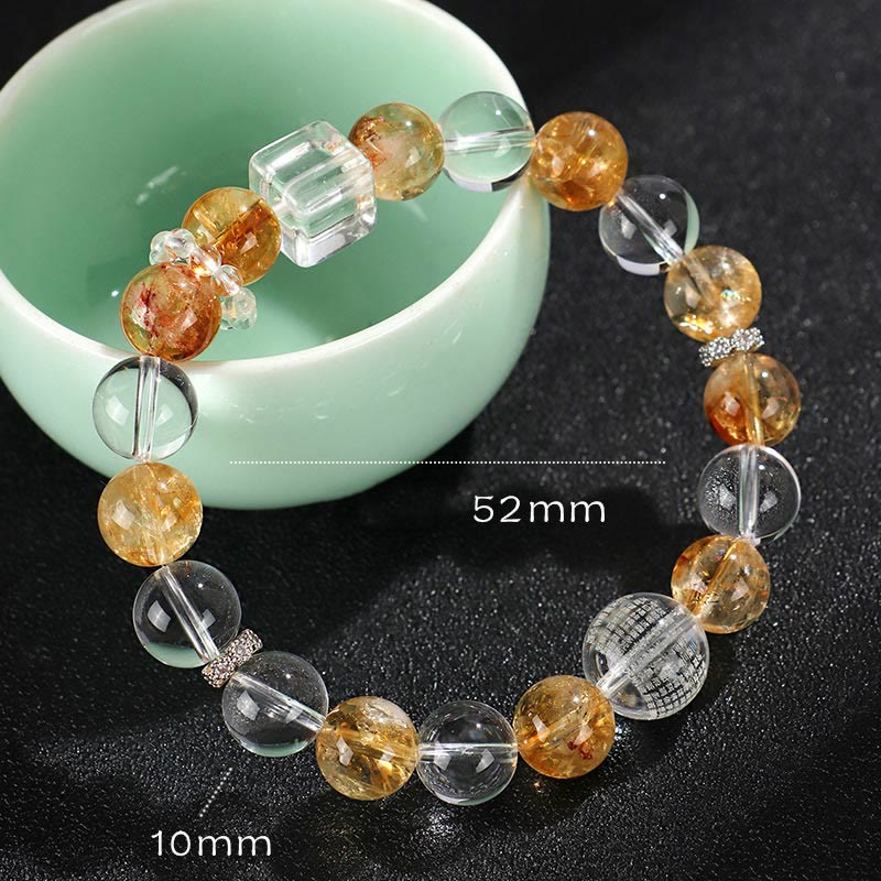 KarmaRipple's Authentic Citrine Pearl Topaz Ivory Gemstone Protection Bracelet p3