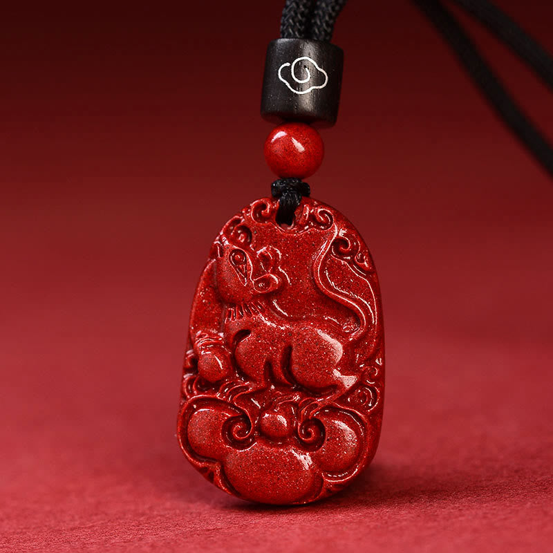 KarmaRipple's Chinese Zodiac Black Rope Cinnabar Calm Pendant Necklace p26