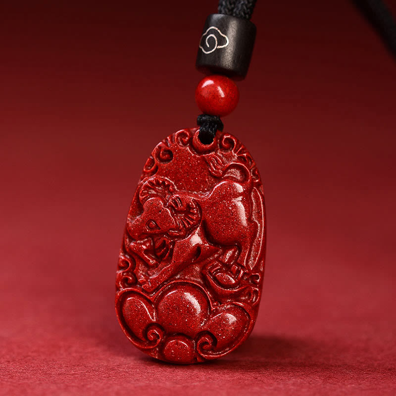 KarmaRipple's Chinese Zodiac Black Rope Cinnabar Calm Pendant Necklace p3