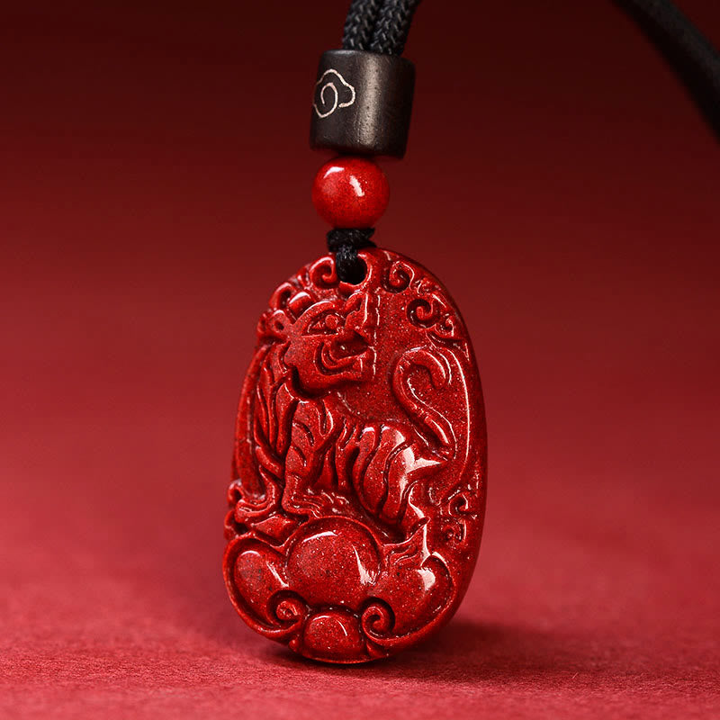 KarmaRipple's Chinese Zodiac Black Rope Cinnabar Calm Pendant Necklace p4
