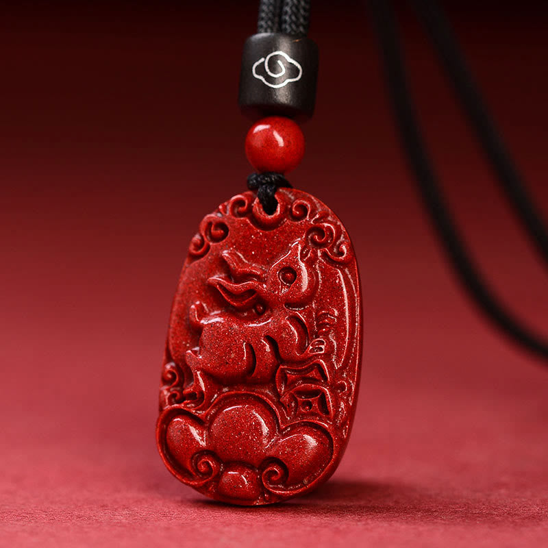 KarmaRipple's Chinese Zodiac Black Rope Cinnabar Calm Pendant Necklace p5