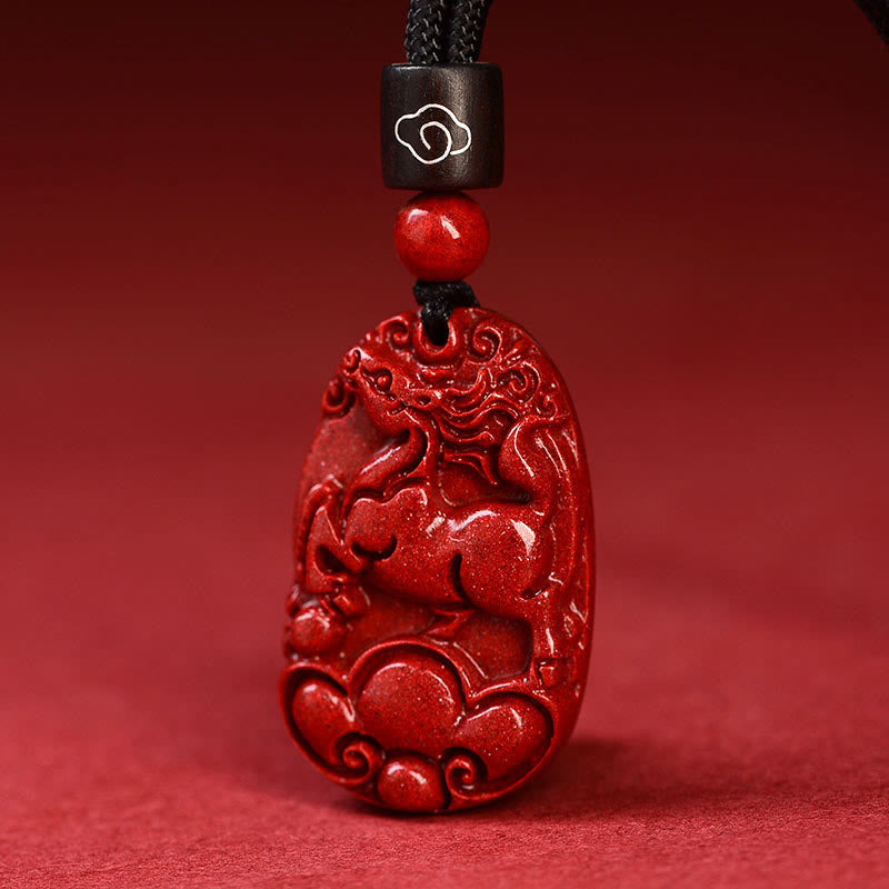 KarmaRipple's Chinese Zodiac Black Rope Cinnabar Calm Pendant Necklace p7