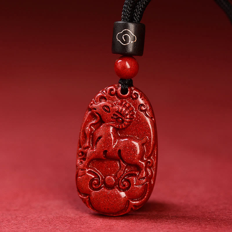 KarmaRipple's Chinese Zodiac Black Rope Cinnabar Calm Pendant Necklace p32