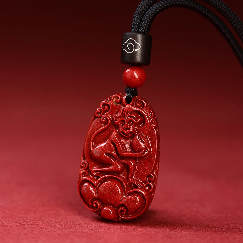 KarmaRipple's Chinese Zodiac Black Rope Cinnabar Calm Pendant Necklace p33