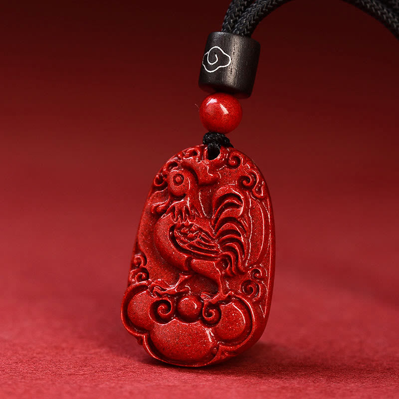 KarmaRipple's Chinese Zodiac Black Rope Cinnabar Calm Pendant Necklace p34