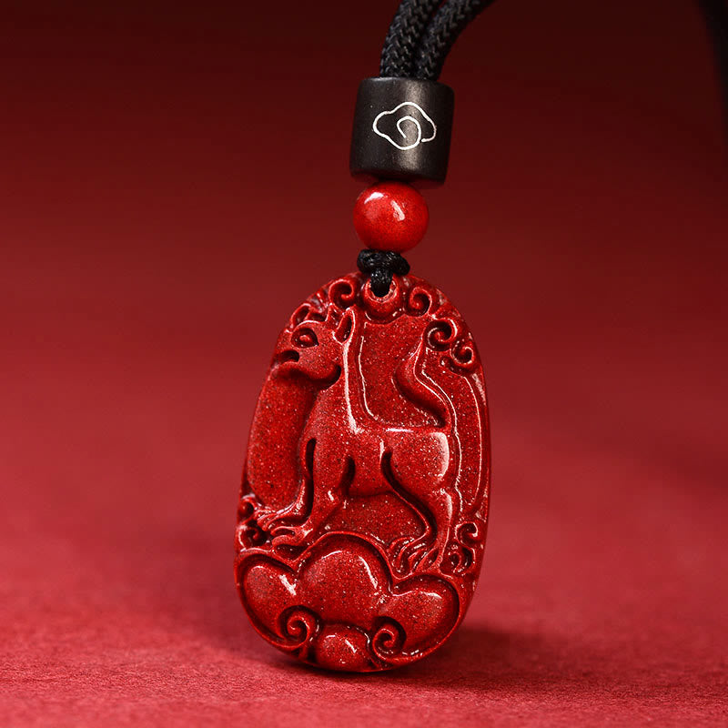 KarmaRipple's Chinese Zodiac Black Rope Cinnabar Calm Pendant Necklace p35