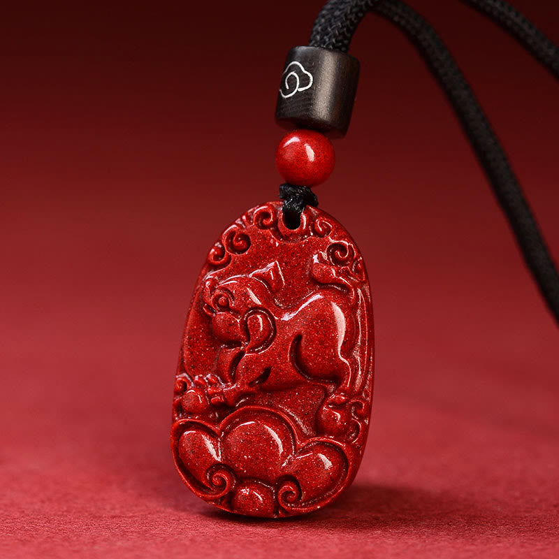 KarmaRipple's Chinese Zodiac Black Rope Cinnabar Calm Pendant Necklace p12