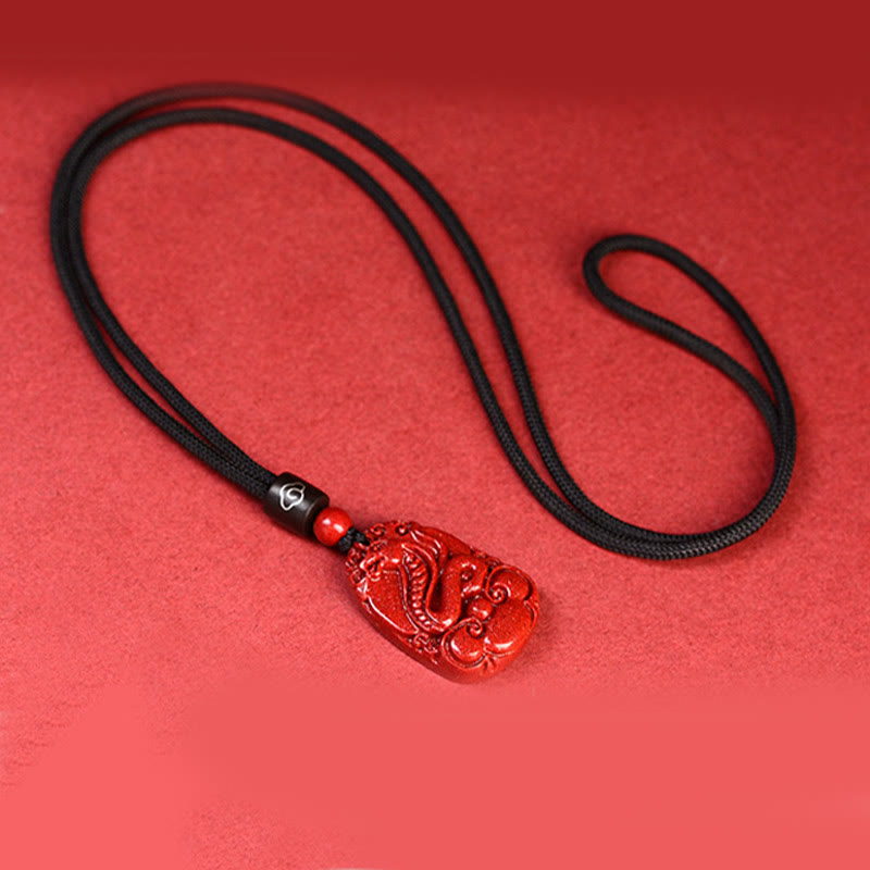 KarmaRipple's Chinese Zodiac Black Rope Cinnabar Calm Pendant Necklace p16