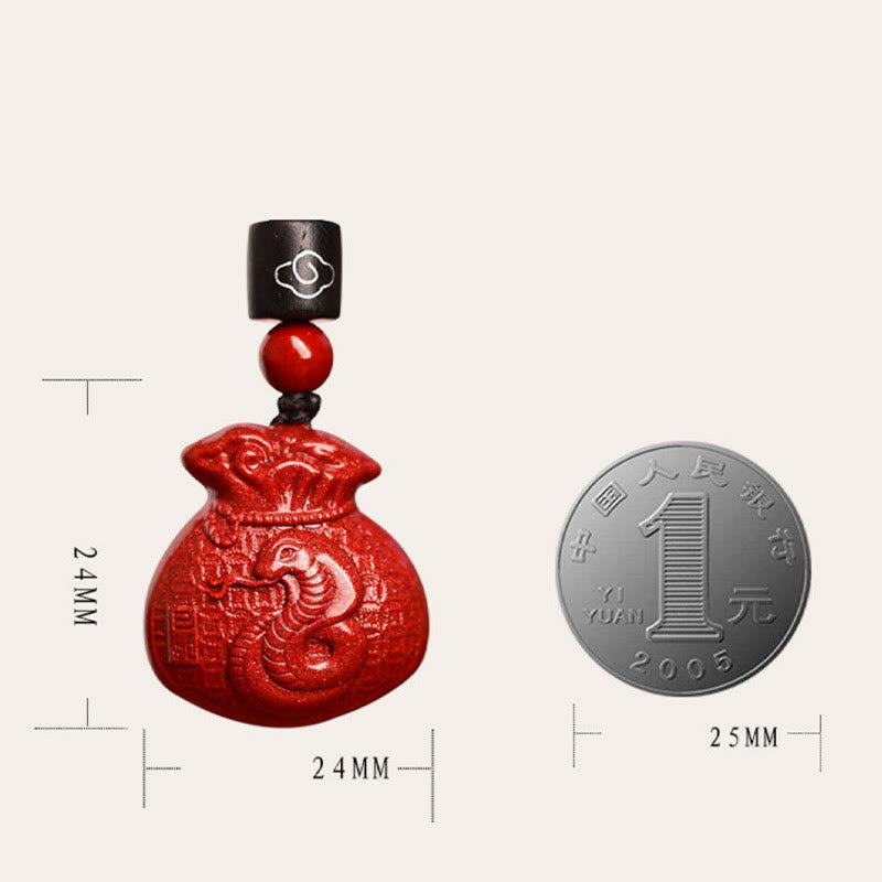 KarmaRipple's Chinese Zodiac Money Bag Shape Cinnabar Calm Pendant Necklace p17
