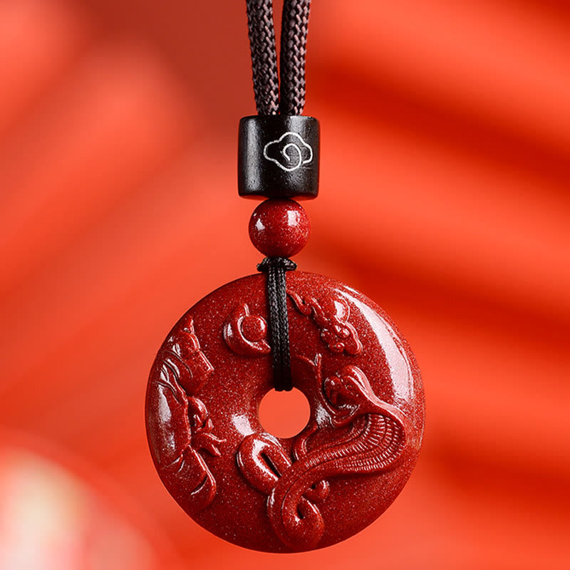 KarmaRipple's Chinese Zodiac Cinnabar Peace Buckle Calm Pendant Necklace p42