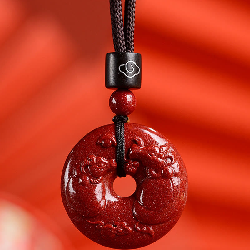 KarmaRipple's Chinese Zodiac Cinnabar Peace Buckle Calm Pendant Necklace p5