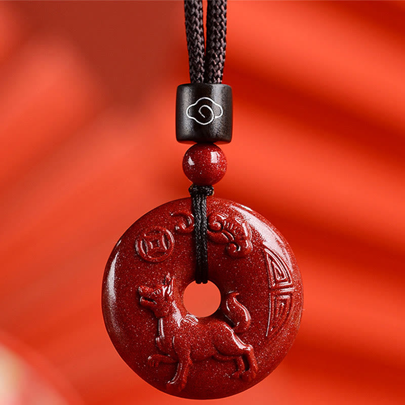 KarmaRipple's Chinese Zodiac Cinnabar Peace Buckle Calm Pendant Necklace p21