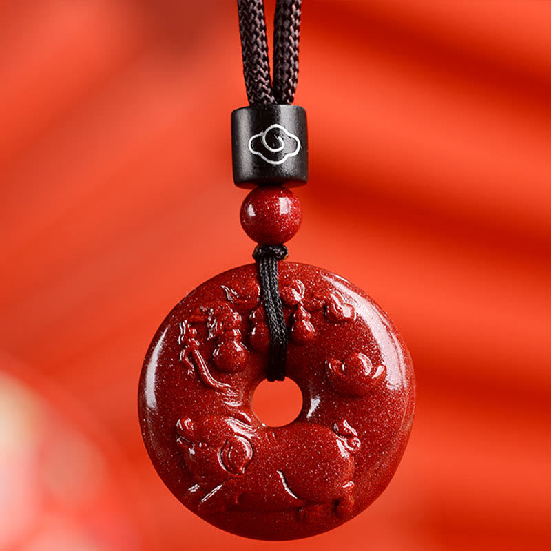 KarmaRipple's Chinese Zodiac Cinnabar Peace Buckle Calm Pendant Necklace p23