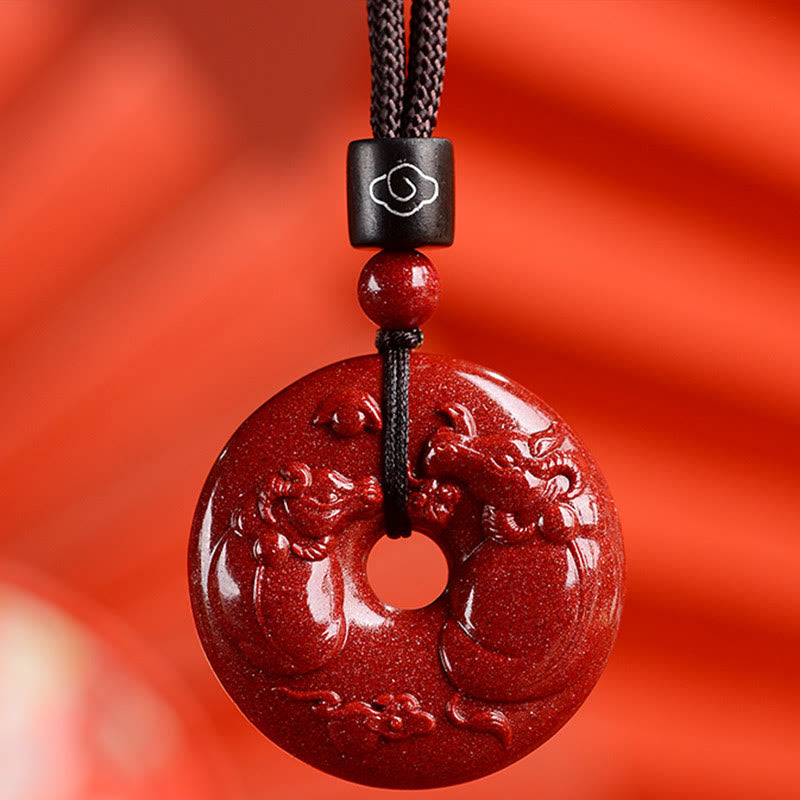 KarmaRipple's Chinese Zodiac Cinnabar Peace Buckle Calm Pendant Necklace p6