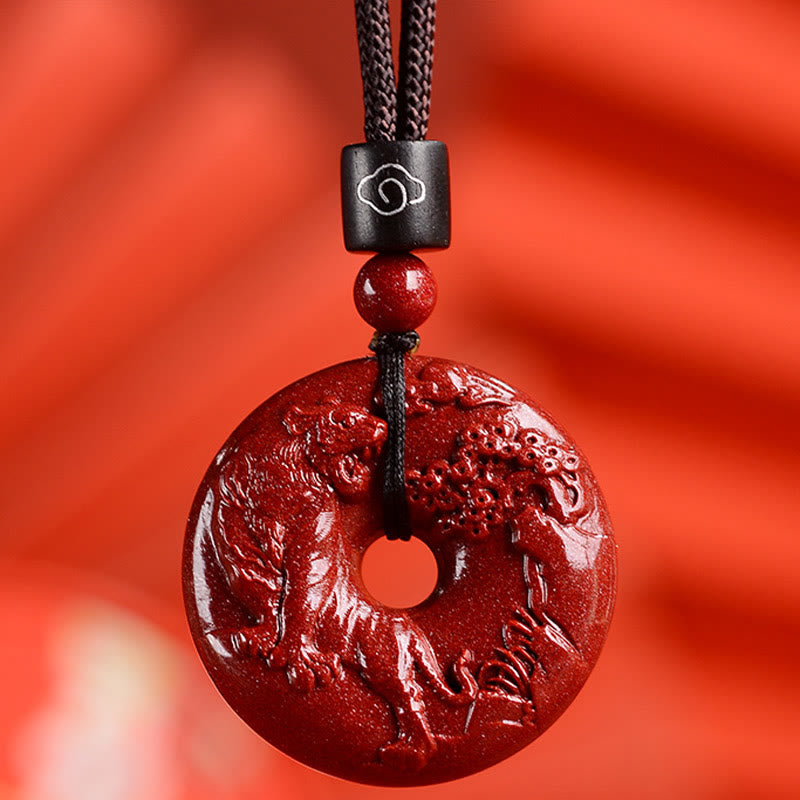 KarmaRipple's Chinese Zodiac Cinnabar Peace Buckle Calm Pendant Necklace p49