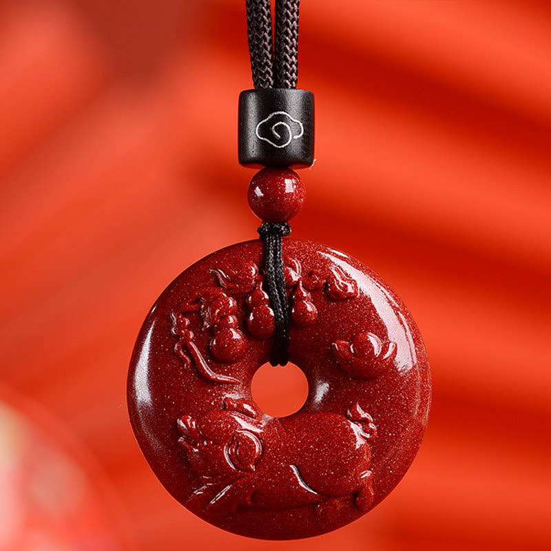 KarmaRipple's Chinese Zodiac Cinnabar Peace Buckle Calm Pendant Necklace p24