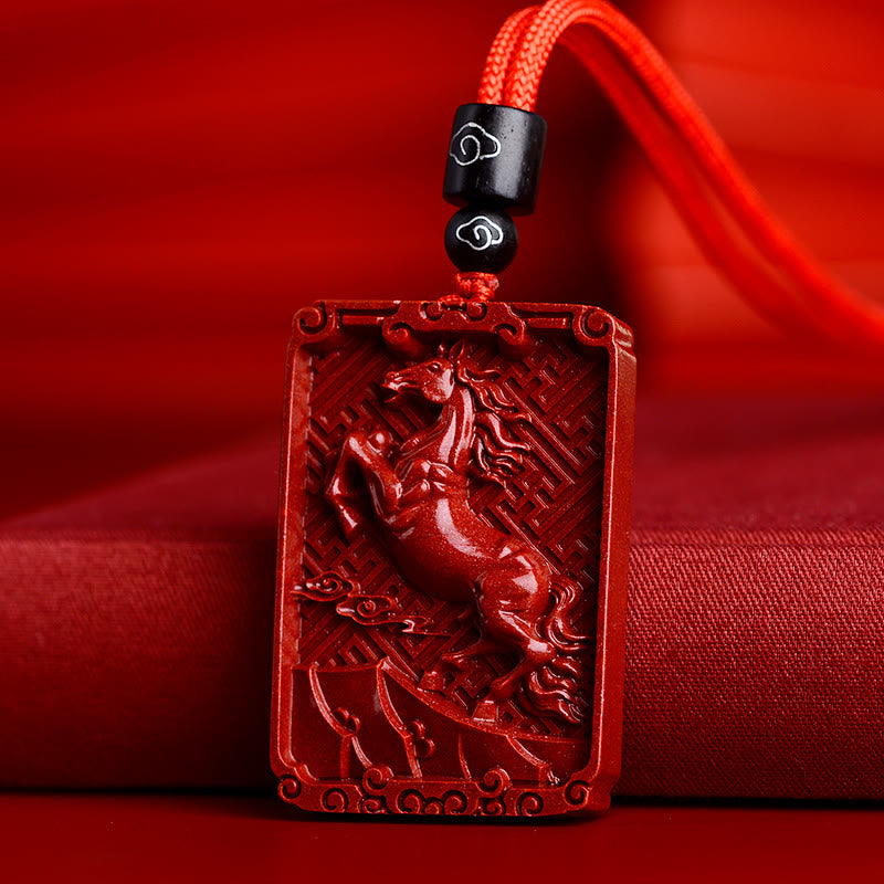 KarmaRipple's Chinese Zodiac Cinnabar Rectangle Calm Pendant Necklace p7