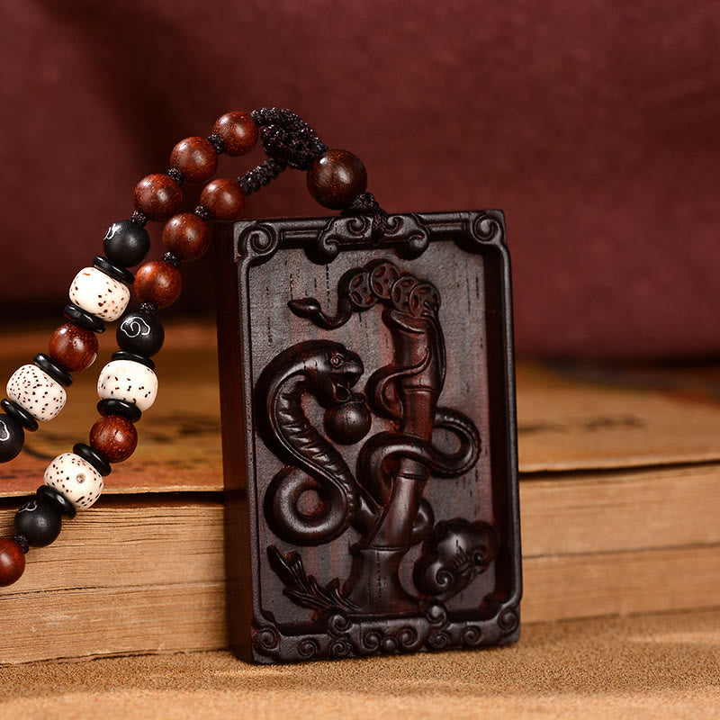 KarmaRipple's Chinese Zodiac Small Leaf Red Sandalwood Calm Pendant Necklace p23