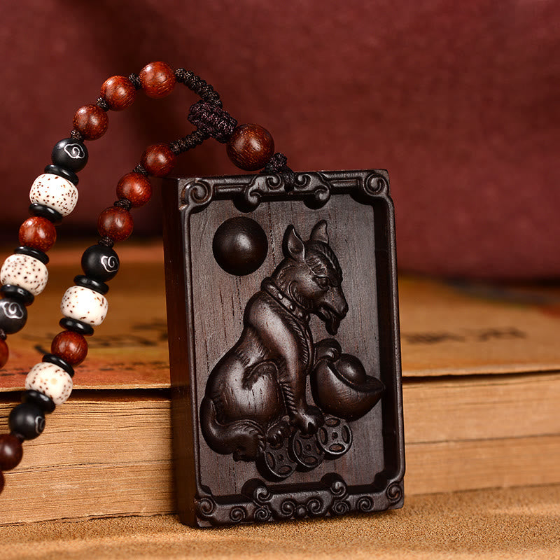 KarmaRipple's Chinese Zodiac Small Leaf Red Sandalwood Calm Pendant Necklace p11