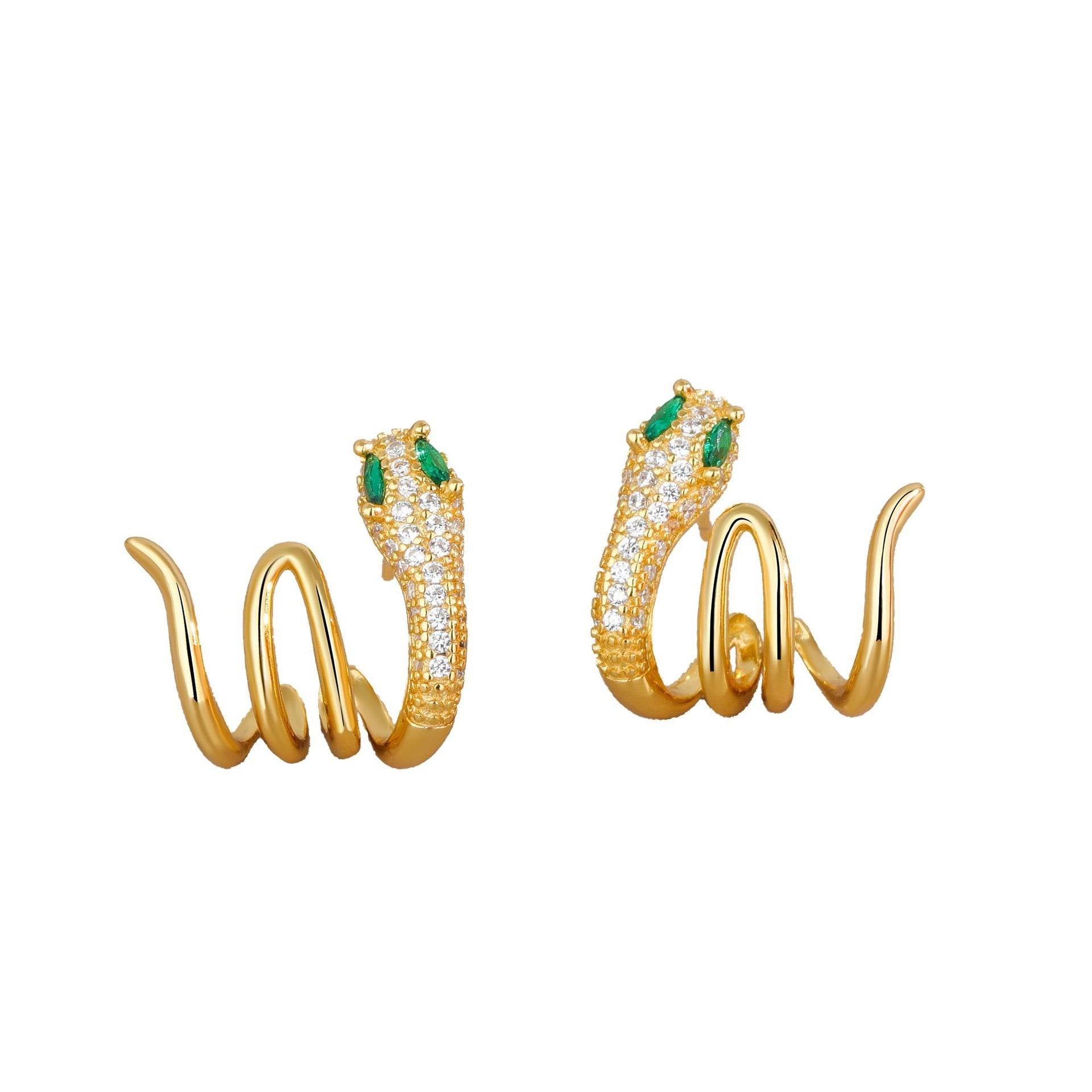 KarmaRipple's 925 Sterling Silver Green-eyed Snake Shape Year Of The Snake Balance Earrings p4
