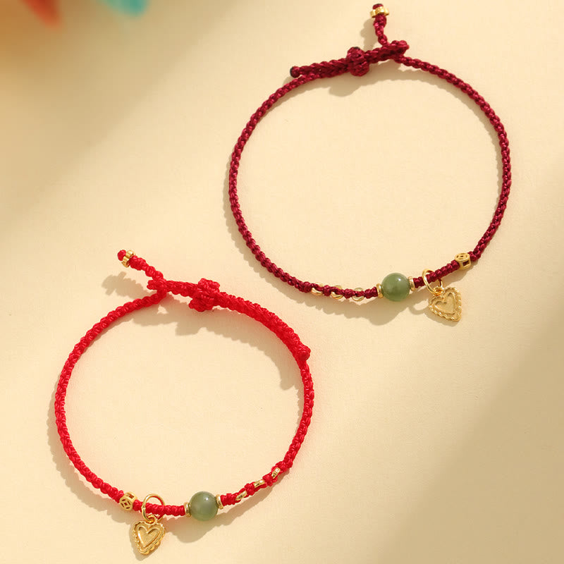 KarmaRipple's 925 Sterling Silver Hetian Jade Bead Bronze Coin Love Heart Talisman Fortune Bracelet p3