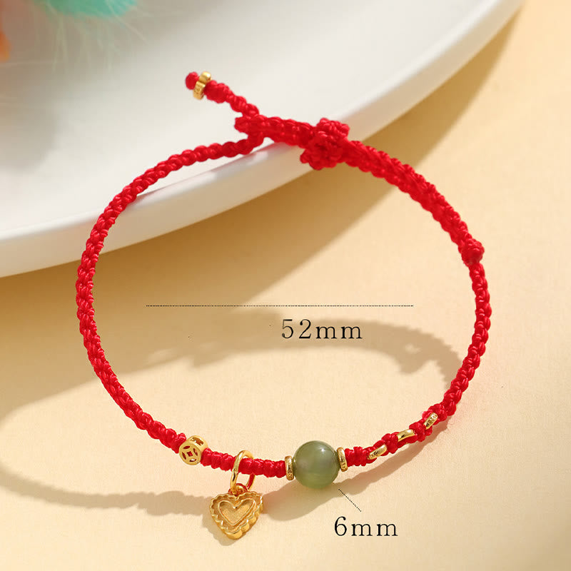 KarmaRipple's 925 Sterling Silver Hetian Jade Bead Bronze Coin Love Heart Talisman Fortune Bracelet p7