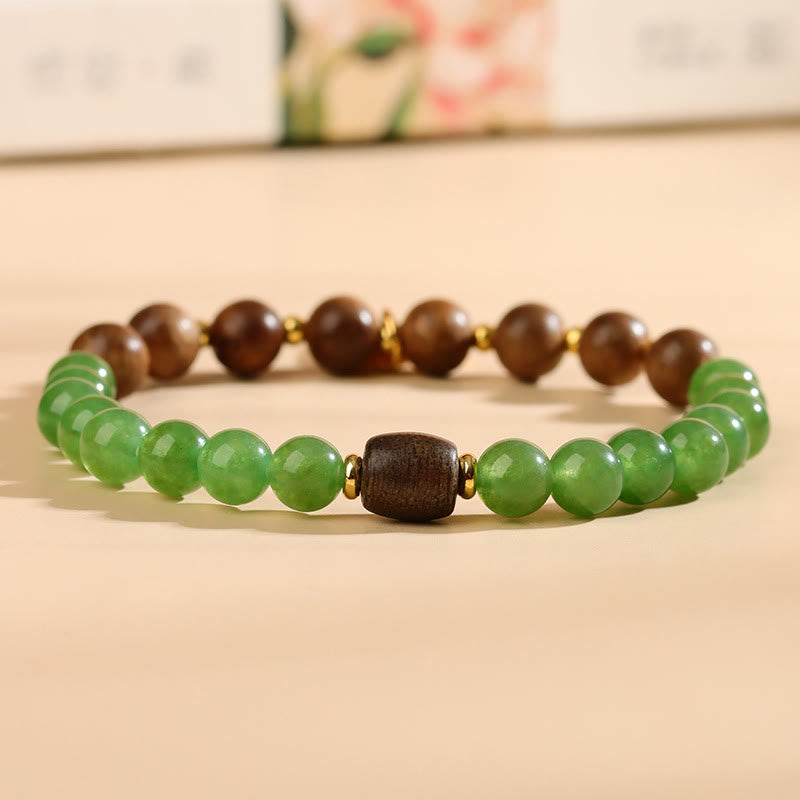 KarmaRipple's Kalimantan Agarwood Green Chalcedony Zakiram Goddess of Wealth Strength Bracelet p5