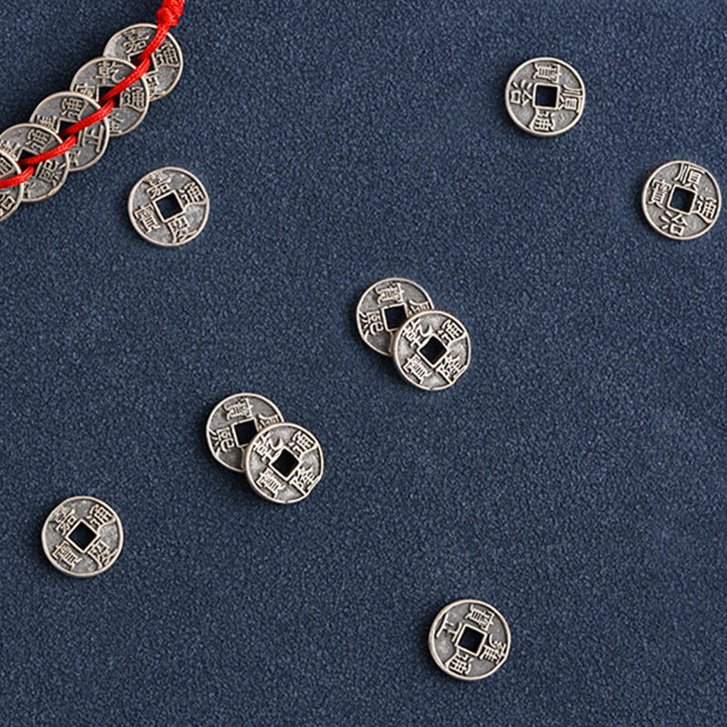 KarmaRipple's 925 Sterling Silver Five Emperor Coins Red String Protection Fortune Woven Bracelet Anklet p18