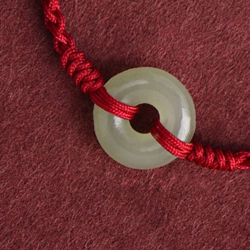 KarmaRipple's Authentic Hetian Jade Peace Buckle Protection Fortune Woven Bracelet Anklet p7