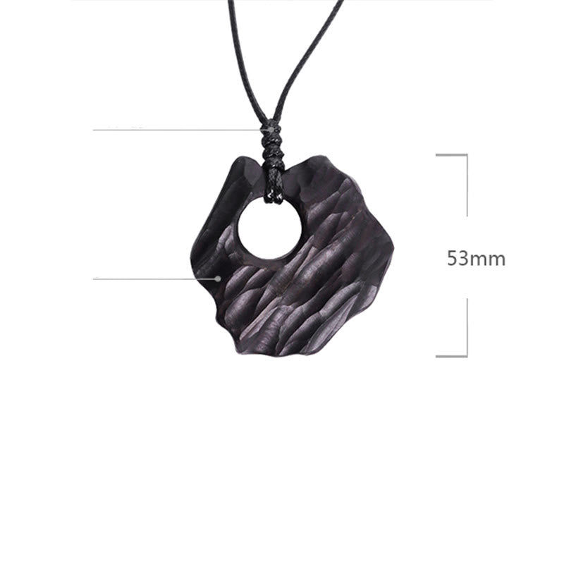 KarmaRipple's Ebony Wood Hollow Irregular Shape Peace Balance Pendant Necklace p5