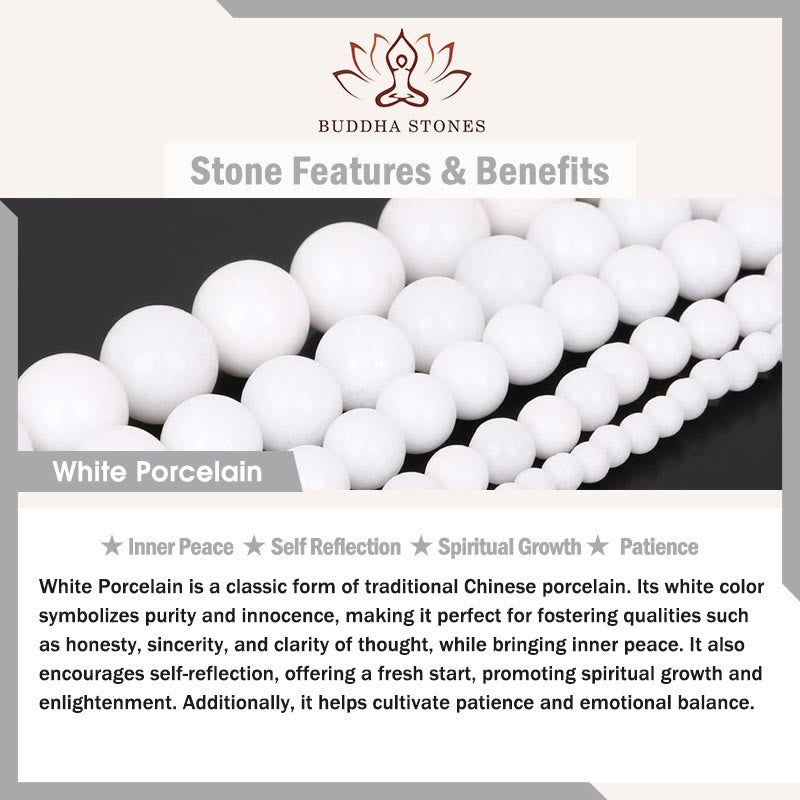 KarmaRipple's 108 Mala Beadwork Ivory Porcelain Six True Words 'Om Mani Padme Hum' Patience Bracelet p5