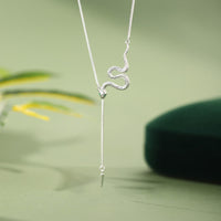 KarmaRipple's 925 Sterling Silver Year of the Snake Balance Pendant Necklace Earrings Set