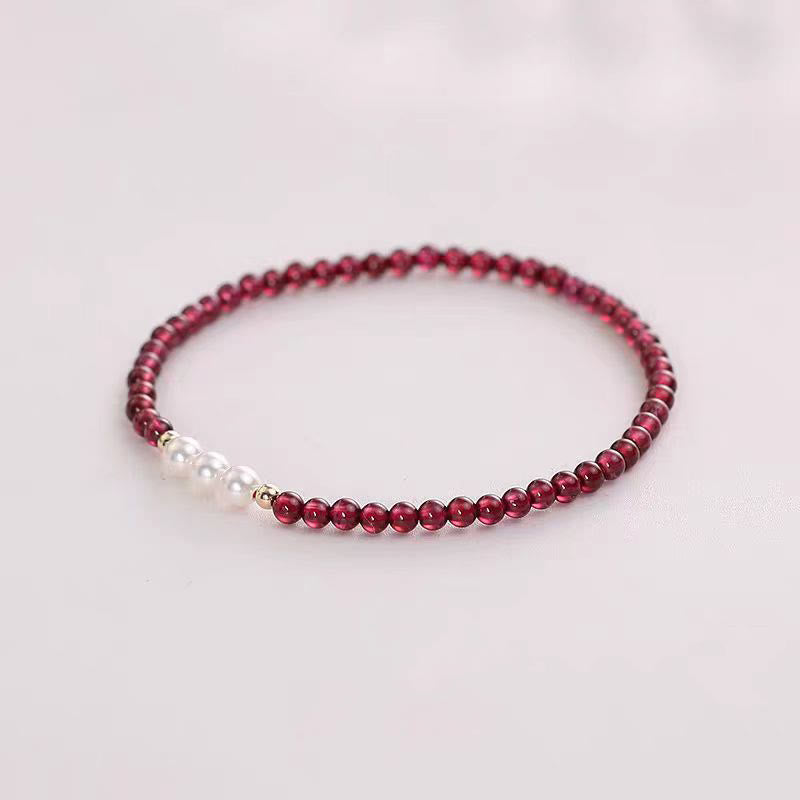 KarmaRipple's Authentic Small Garnet Pearl Beadwork Protection Bracelet p2