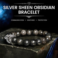 KarmaRipple's Silver Sheen Obsidian Dragon Protection Bracelet